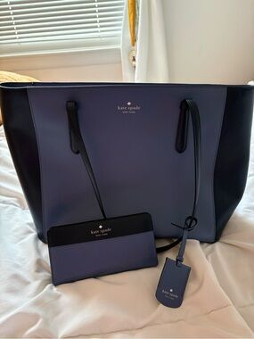 kate spade Navy and Blue Colorblock Tote with Matching Wallet